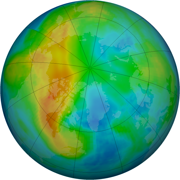 Arctic ozone map for 07 November 1987
